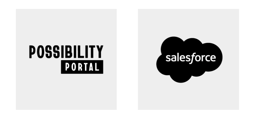 Possibility Portal logo and Salesforce logo.